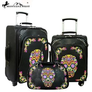 NWT MONTANA WEST SUGAR SKULL COLLECTION 3 PC LUGGA